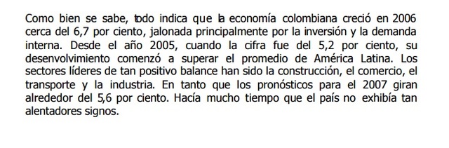 PIB Colombiano año 2006 fue de 340.156 Miles de millones de pesos