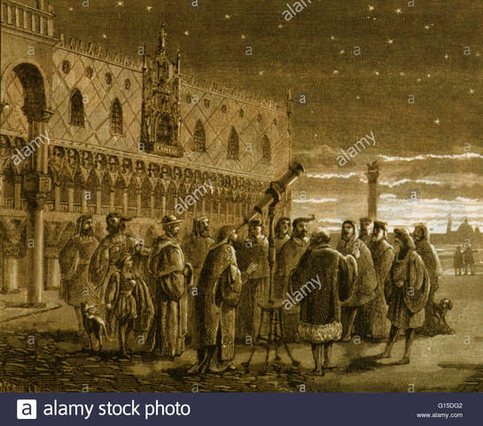 Astronomical telescope by Galileo Galilei and a italian mathematician