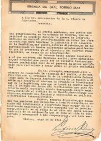 Porfirio Diaz renuncia