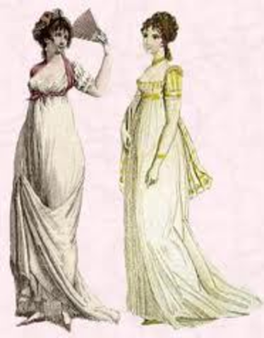 High-waisted "empire style" dresses (1790)
