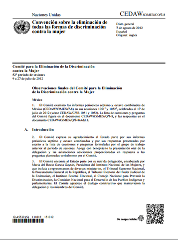 Observaciones y recomendaciones de la CEDAW
