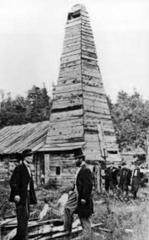 First oil well is drilled, Pennsylvania