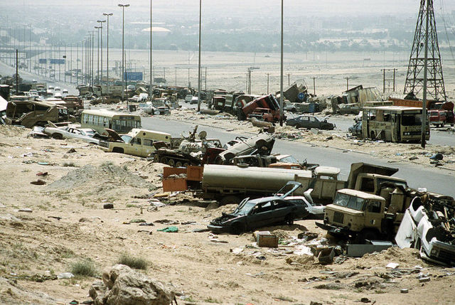 Iraqi retreat on the highway of death