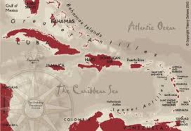 1492 A.D Columbus reaches the Caribbean
