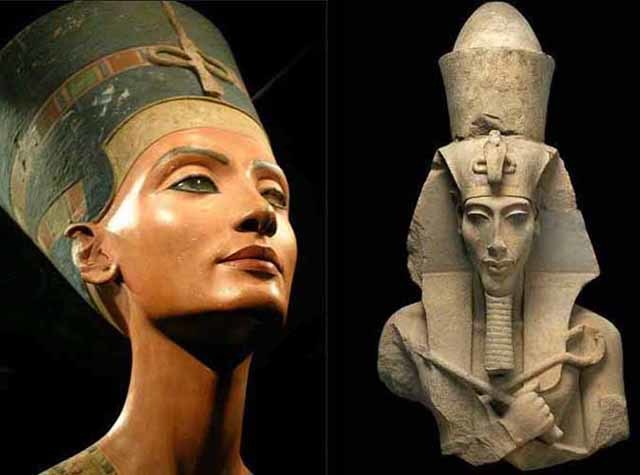 1350 BC- Akhenaton and Nefertiti begin their rule