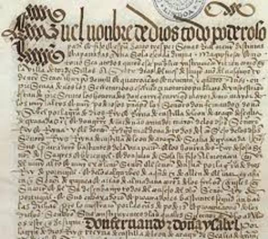 Spain and Portugal sign the Treaty of Tordesillas