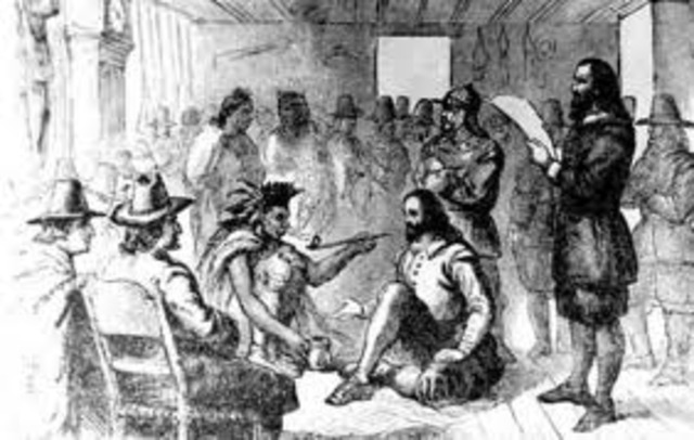 Wampanoag make friend with the Pilgrims