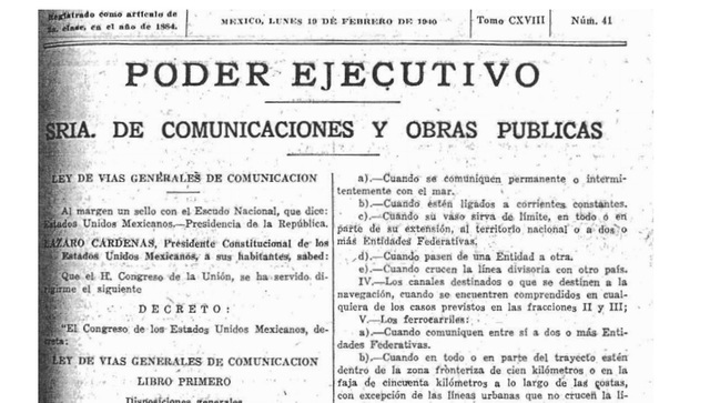 Se presenta la carta de exposición de motivos sobre la Ley de Vías Generales de Comunicación
