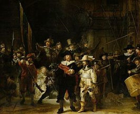 Rembrandt schildert de Nachtwacht