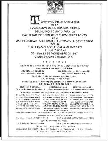 Se inicia la construccion en Ciudad Universitaria la Facultad de Comercio y Administracion