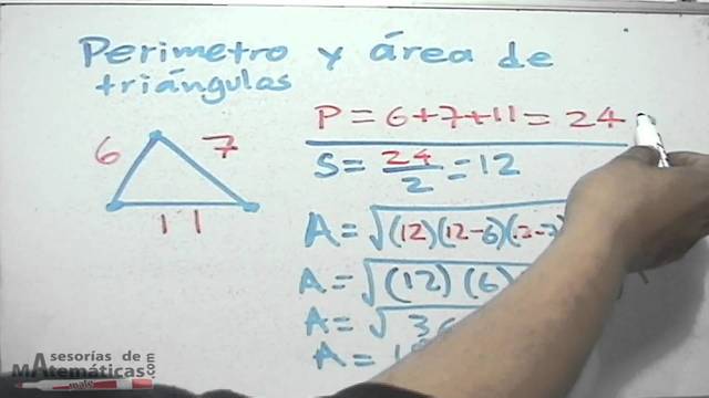 Calcular perímetro y el área de un triangulo