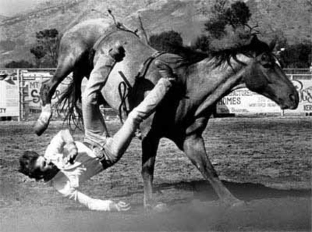 Injured from falling off a horse