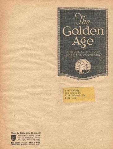 La revista "The Golden Age" menciona la existencia de campos de concentración cuando aún no habían transcurrido cinco meses desde la apertura del campo de concentración de Dachau (Alemania)