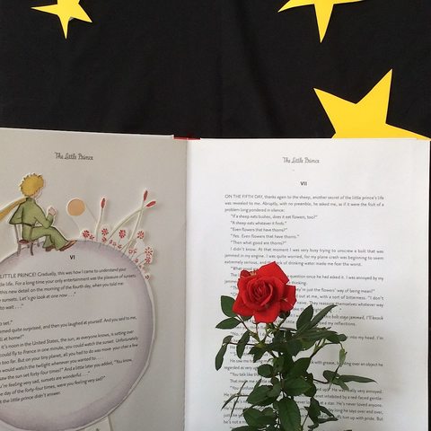 The girl gifts the pilot his book, but put together with a cover and everything, which makes him very happy