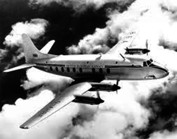 First turbo propeller airliners were introduced