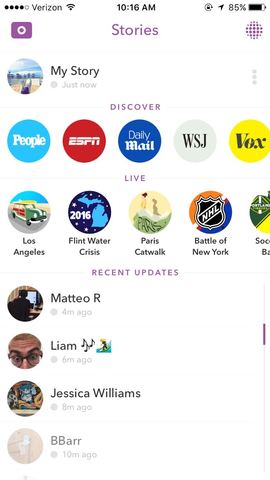 The first update to snapchat
