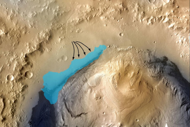 Evidencia de agua en Marte.