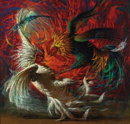 Tretchikoff makes copies of 'Fighting Cocks'