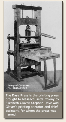 The British colonies' first printing press