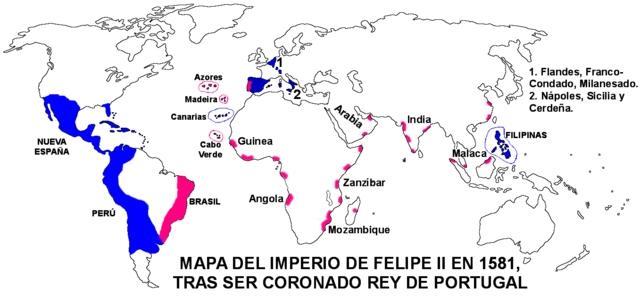In 1580 Portugal was invaded by Castilian troops and put under Philip´s rule along with its African, American and Asian dominions. The Iberian Union was made official at the Cortes de Tomar in 1581
