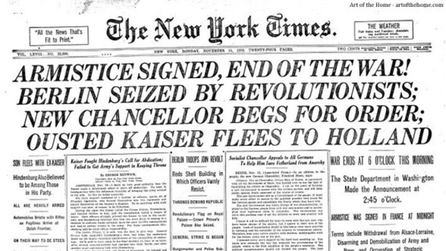 Armistice ends World War I