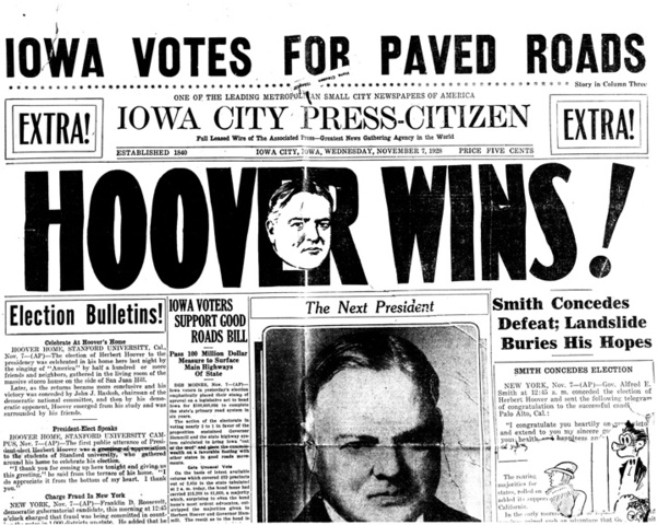 Herbert Hoover elected president