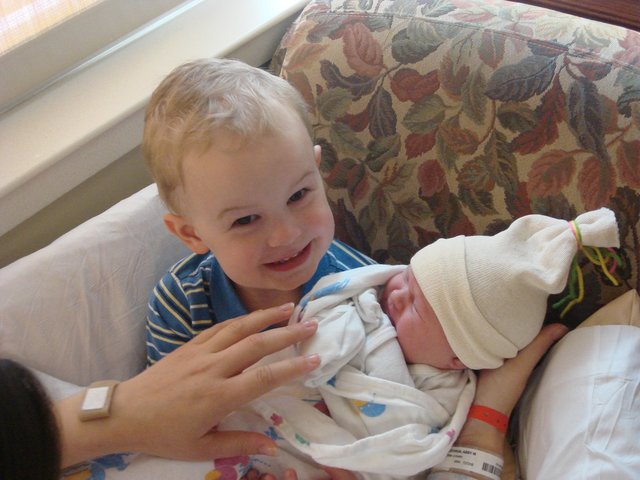 Connor became a big brother to sister, Amelia.
