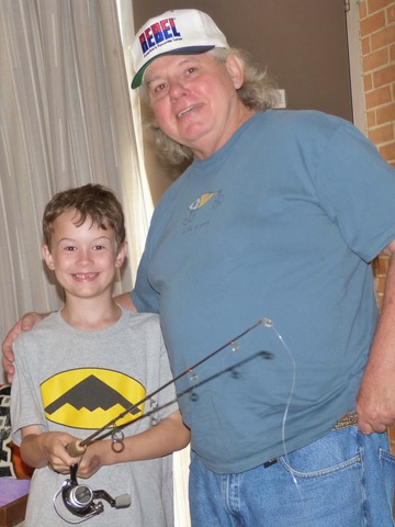 Connor learned to fish with Uncle Frank at a family reunion in Tennessee.