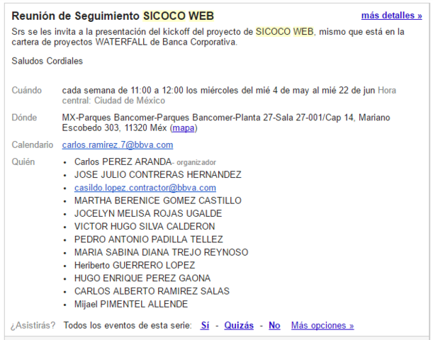 Kickoff de Proyecto SICOCO WEB