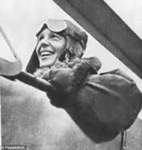 Ameila Earhart crosses he Atlantic in a solo flight