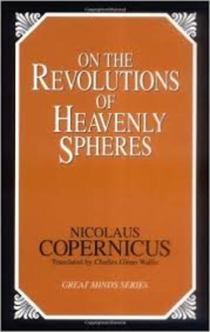 The publication of On The Revolutions of the Heavenly Spheres by Copernicus
