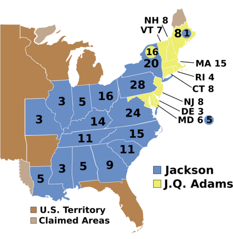 Jackson beats John Quincy Adams for the presidency