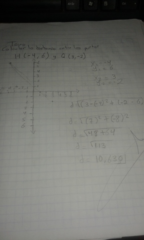 Distancia entre 2 puntos, Tarea