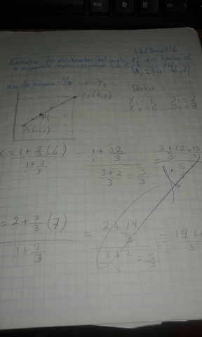División de un segmento en una razón dada, ejercisio