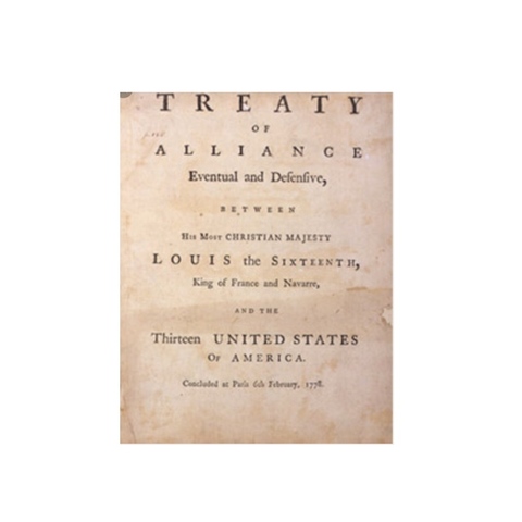 Beginning of French involvement in the American Revolution (Treaty of Alliances)