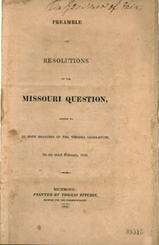 Missouri Compromise Passed by Congress