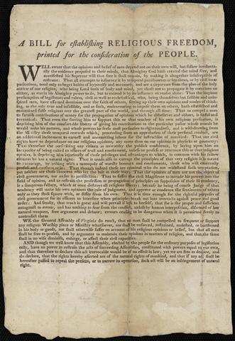 Bill for establishing religious freedom