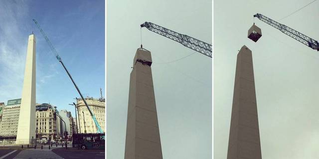 Intervención artística. Leandro Erlich. Intervención al obelisco.