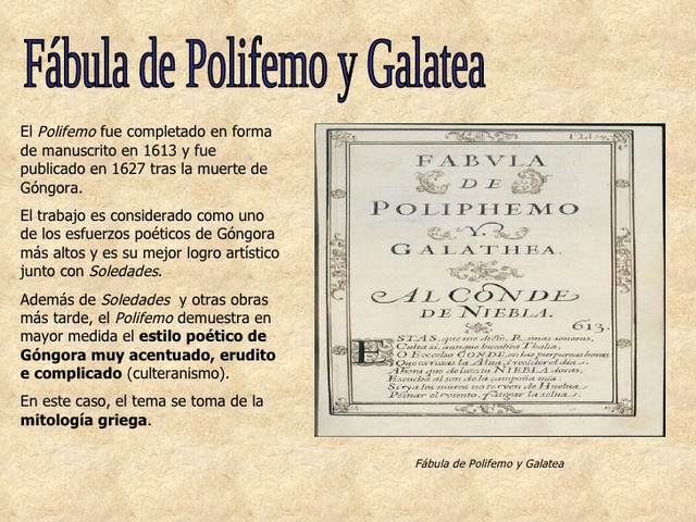 Góngora publica, "Fábula de Polifemo y Galatea"