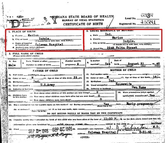 Births and deaths shall be recorded where the event actually occurred, the place of death in the upper left corner of the standard certificate and the place of actual residence shown in upper right corner.
