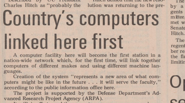 1969 Computer at Stanford and UCLA connected for the first time