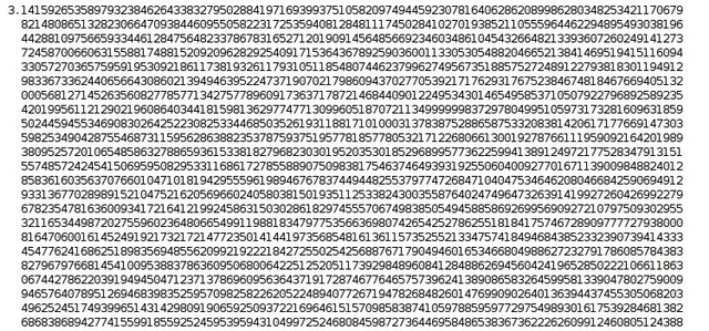 Número PI con 500 mil decimales
