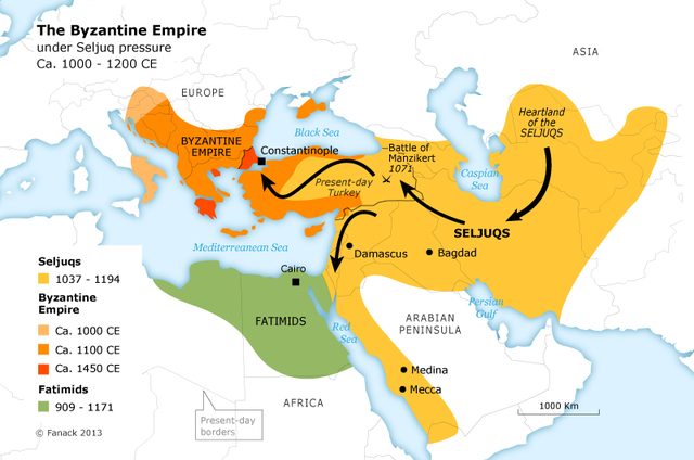The Seljuk Turks migrated into the MIddle East from Central Asia