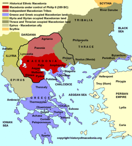 By this time King Philip controls most of greece