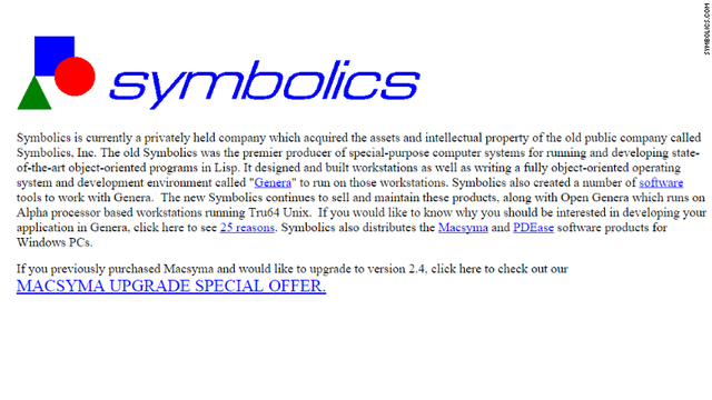 Se crea el primer sitio con nombre de dominio symbolics.com