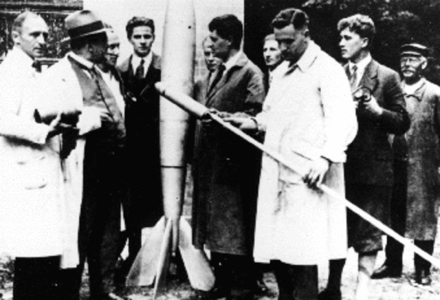 Hermann Oberth launches a rocket
