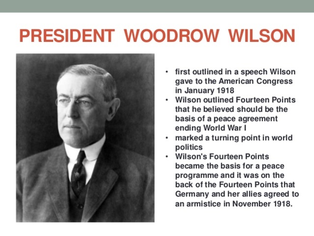 woodrow wilson presents his 14 point peace plan