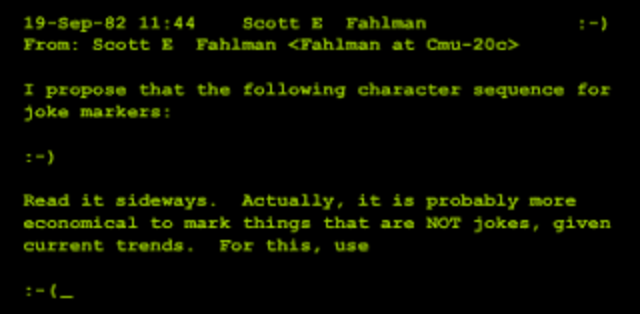The first emoticon :-)