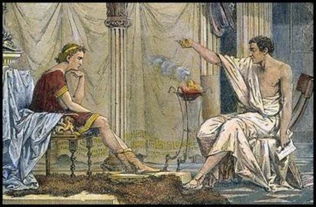 Aristotle becomes Alexander's tutor