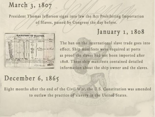Congress prohibits importation of slaves